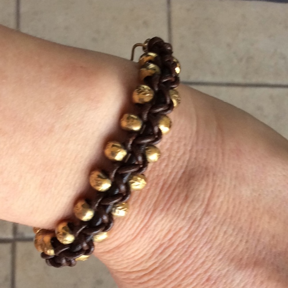 Women or Men bracelet in dark chocolate leather